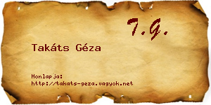 Takáts Géza névjegykártya